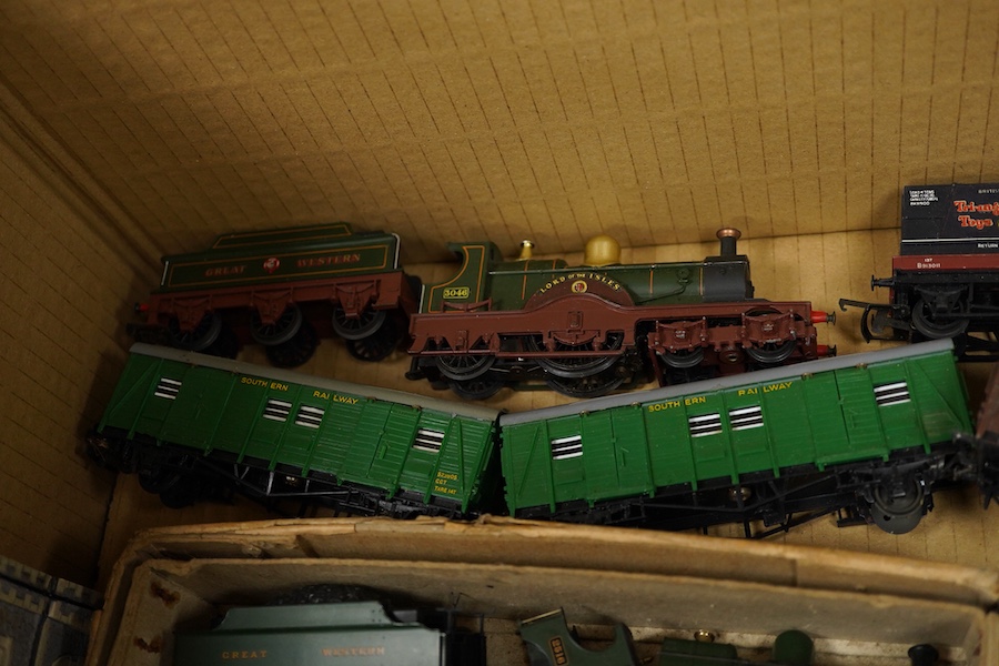 A quantity of 00 gauge model railway by Tri-ang, Mainline, Dapol, Bachmann, GMR, Hornby Dublo, etc. including; nine steam and diesel locomotives, together with boxed and unboxed freight wagons, coaches, kits and other mo